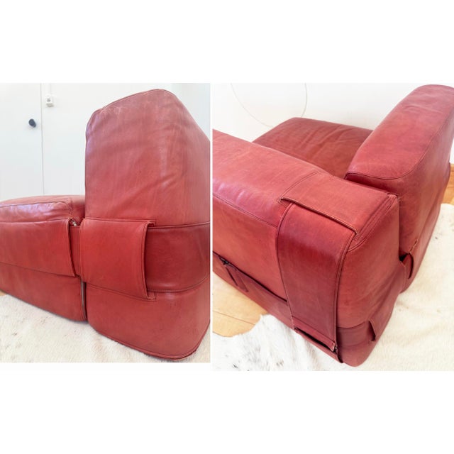 B&B Italia 1964 Original 932-Quartet Leather Sofa Sectional Mario Bellini for Cassina, 2 Pieces For Sale - Image 4 of 17