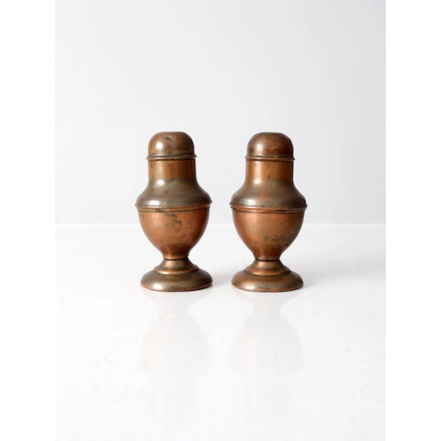 French Country Vintage Copper Salt and Pepper Shakers For Sale - Image 3 of 10