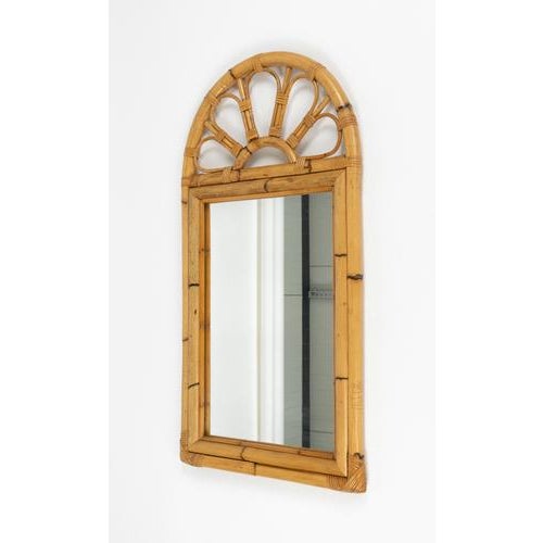 Mid-Century Modern Arch Wall Mirror in Bamboo and Rattan, 1970s For Sale - Image 6 of 12