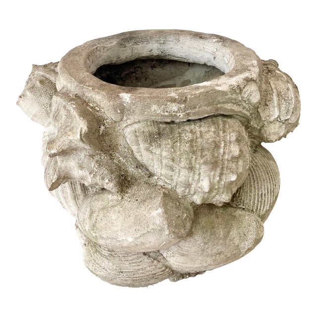 Boho Chic Terra Cotta Shell Cachepot For Sale