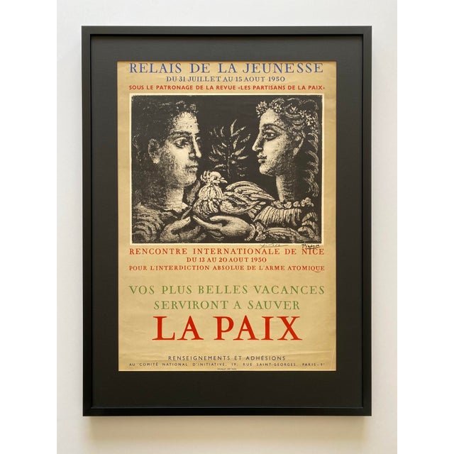 Pablo Picasso Vintage 1950 Hand Signed Mourlot Fine Art Lithograph Print " Les Partisans De La Paix " Framed Landmark French Poster For Sale - Image 15 of 15