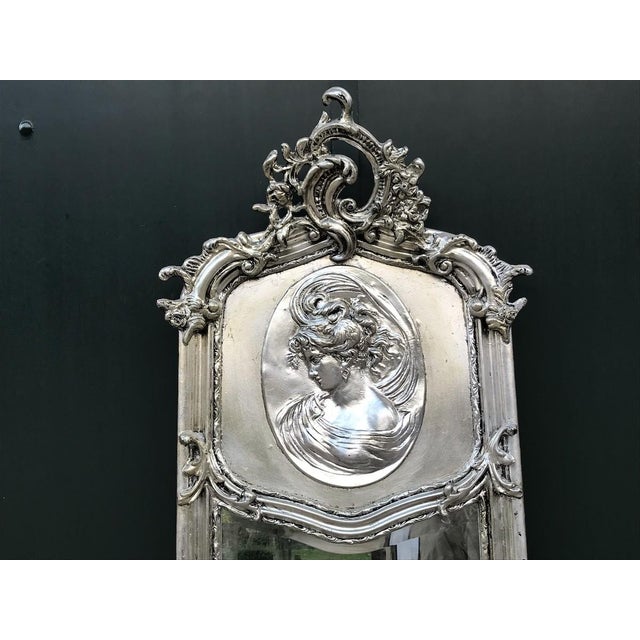 Late 20th Century Late20C Italian Rococo Silver Beech Floor Mirror For Sale - Image 5 of 10