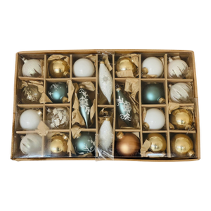 Reduced-Large Set Vintage American Mercury Glass Christmas Ornaments Box