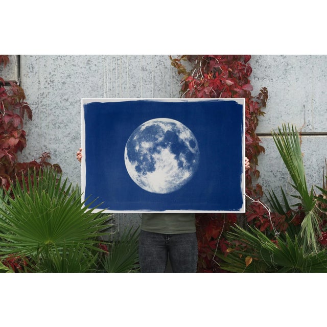 "Full Moon" , Handprinted Cyanotype on Watercolor Paper. Limited Edition For Sale In Miami - Image 6 of 10