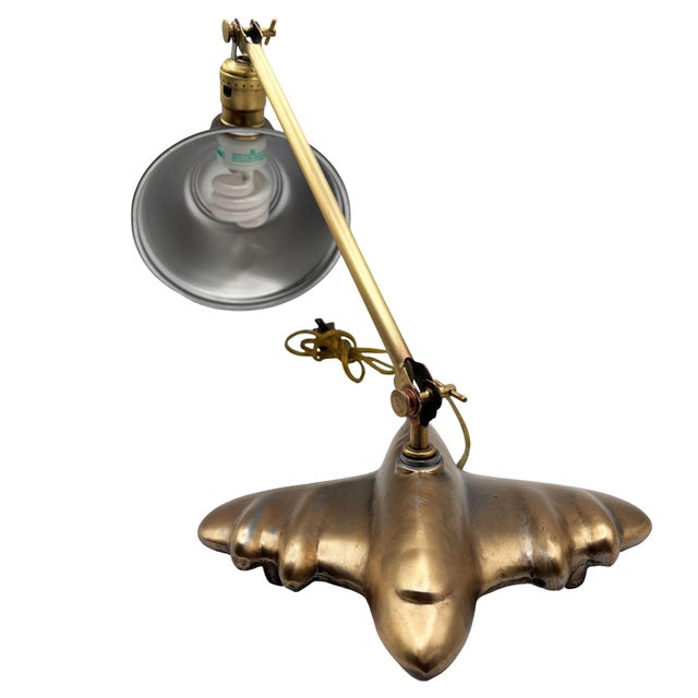 1980s Rare 1987 Brass-Tone Art Deco Style Dc-3 Airplane Table Lamp, by Sarsaparilla For Sale - Image 5 of 12