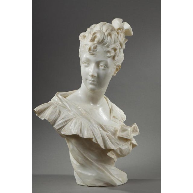 Henri Emile Allouard, Bust of a Woman, 1880, Marble For Sale - Image 4 of 18