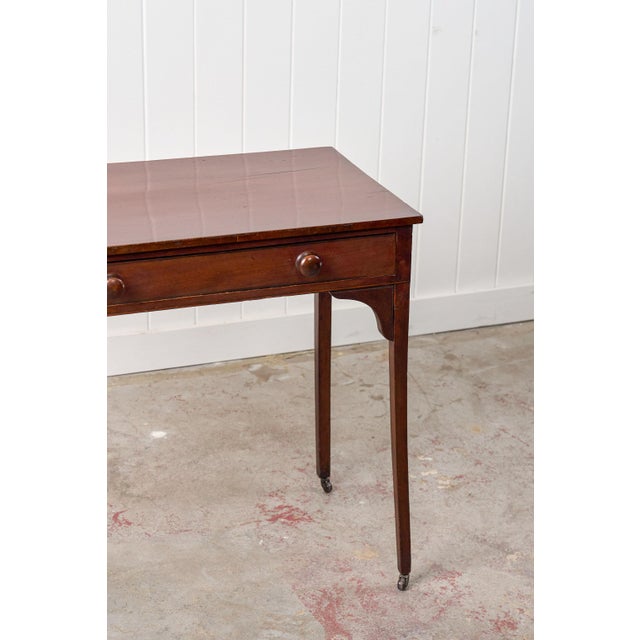 Late 19th Century Victorian Single Drawer Side Table/Desk With Wooden Knobs on Casters For Sale - Image 11 of 14