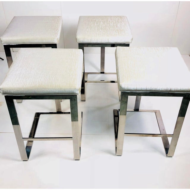 2010s Contemporary Century Furniture Stainless Steel Bar Stools - Set of 4 For Sale - Image 5 of 10