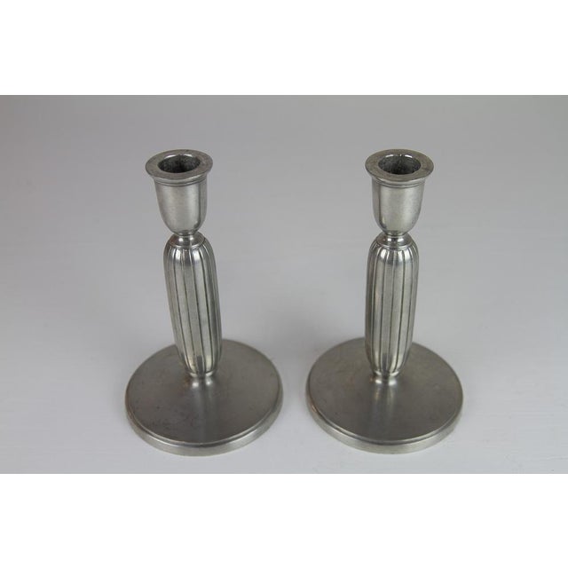 Art Deco Pewter Candle Holders by Just Andersen, 1930s. Set of 2. Wonderful pair of pewter candlesticks designed by Danish...