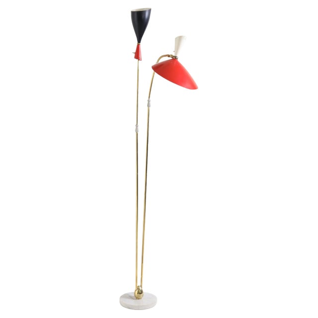 1960s Italian Modernist Two Light Floor Lamp For Sale - Image 5 of 8