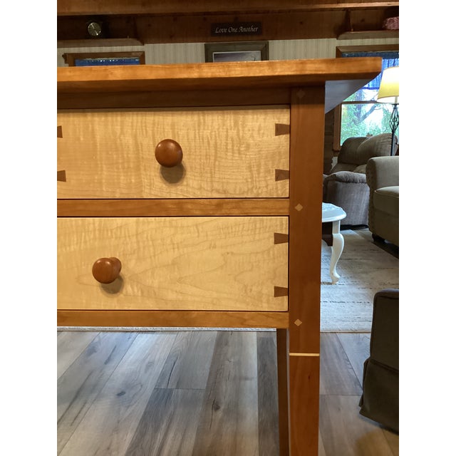 Wood Cherry & Curly Maple Shaker Buffet Table With Inlaid Chessboard For Sale - Image 7 of 9