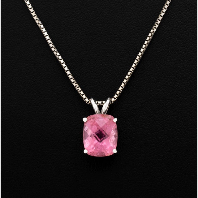 14K White Gold Rubellite Tourmaline Pendant Necklace, featuring one detachable pendant decorated with one prong set...