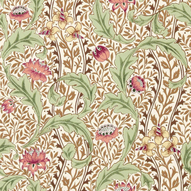 Morris & Co. Wild Tulip & Vine Wallpaper in Rose/Linen For Sale