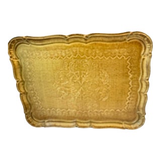 Vintage Gilt Wood Italian Serving Tray For Sale