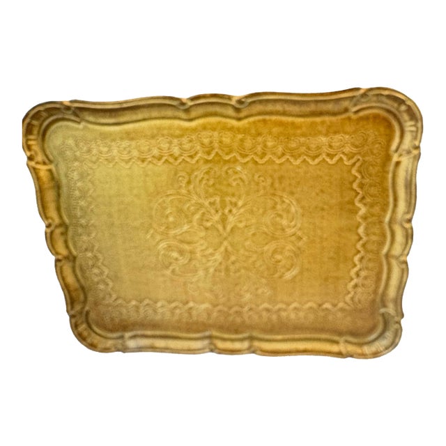 Vintage Gilt Wood Italian Serving Tray For Sale