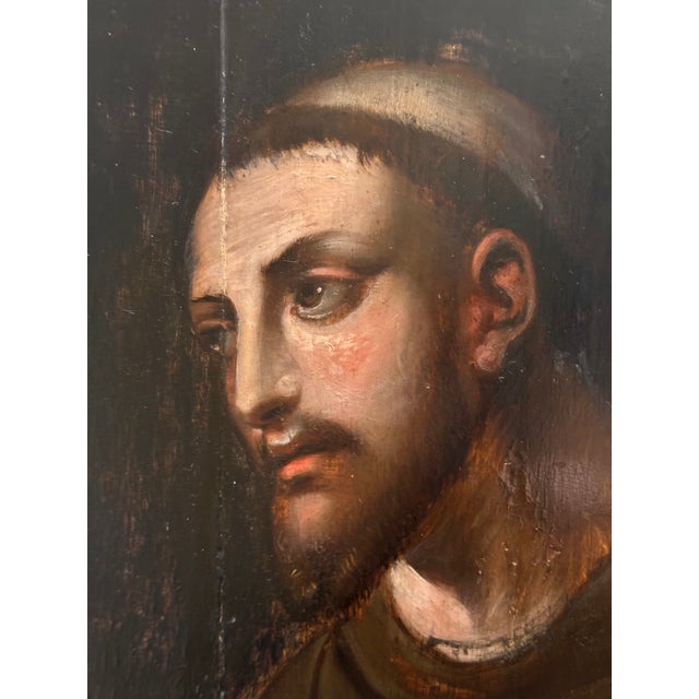 Saint Francis of Assisi, 1800s, Oil on Oak Panel For Sale - Image 6 of 8