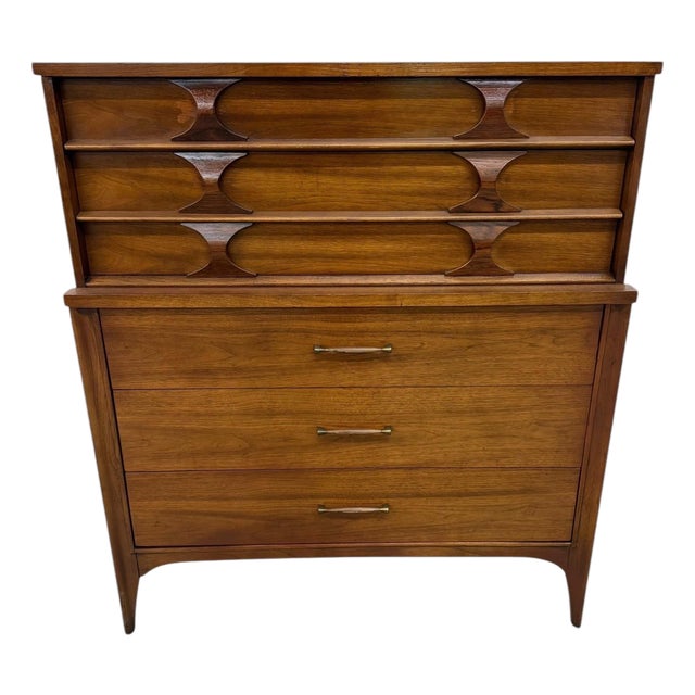 Mid-Century Modern Kent Coffey Perspecta Walnut High Chest For Sale