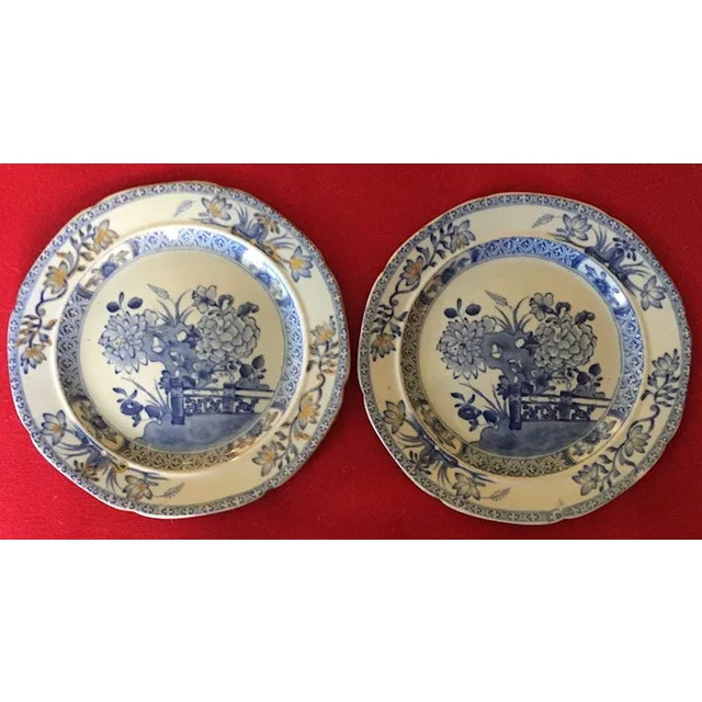 Ceramic Antique Early 19th Century Mason's Patent Ironstone China Dessert Plates with Gate & Peony - A Pair For Sale - Image 7 of 11