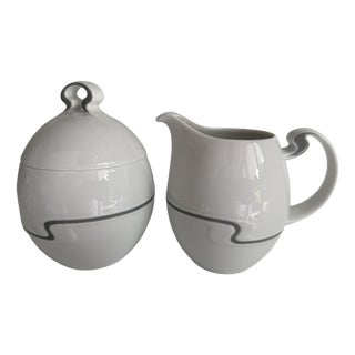 Form Asimmetria Slate Milk Jug and Sugar Bowl by Bjørn Wiinblad for Rosenthal Studio Line, Germany, 1992, Set of 2 For Sale