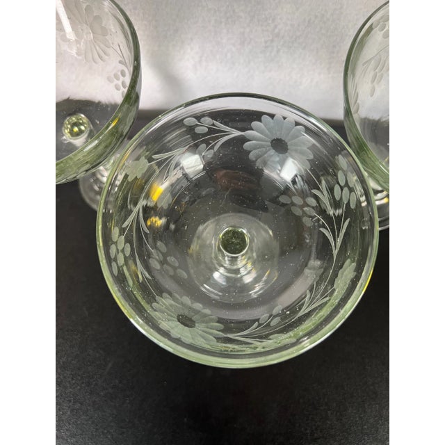 Green 1980s Rose Ann Hall Margarita Glasses: Hand Blown Green Tint Coupes - Set of 4 For Sale - Image 8 of 14