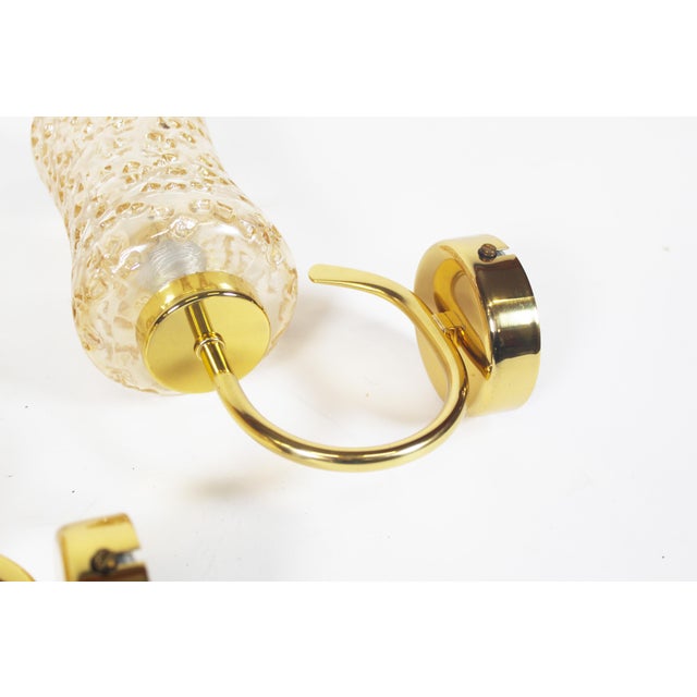 Vintage Brass and Amber Glass Wall Lamps from Wila Leuchten, 1970s, Set of 2 For Sale - Image 6 of 11