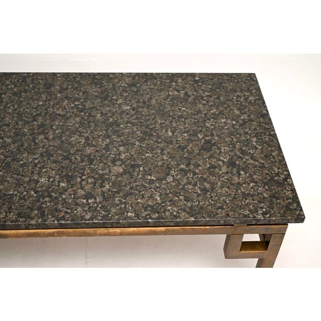 Vintage French Brass and Marble Coffee Table, 1960 For Sale - Image 6 of 9