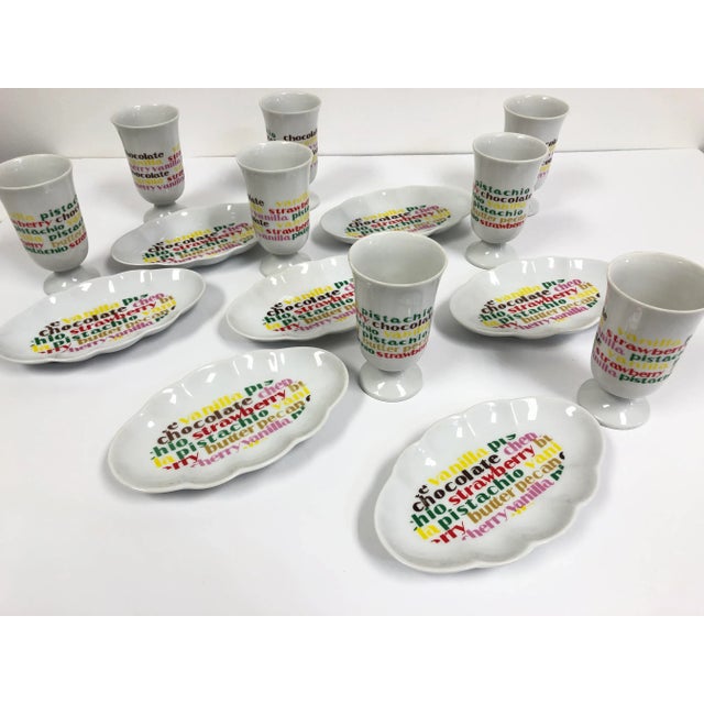 Mid-Century Ice Cream Sundae Dessert Dish Set - 15 Pieces For Sale - Image 4 of 6