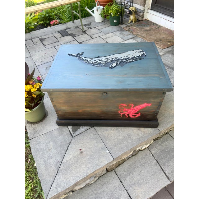 Black Late 19th Century Squid and Whale Blanket Chest For Sale - Image 8 of 9
