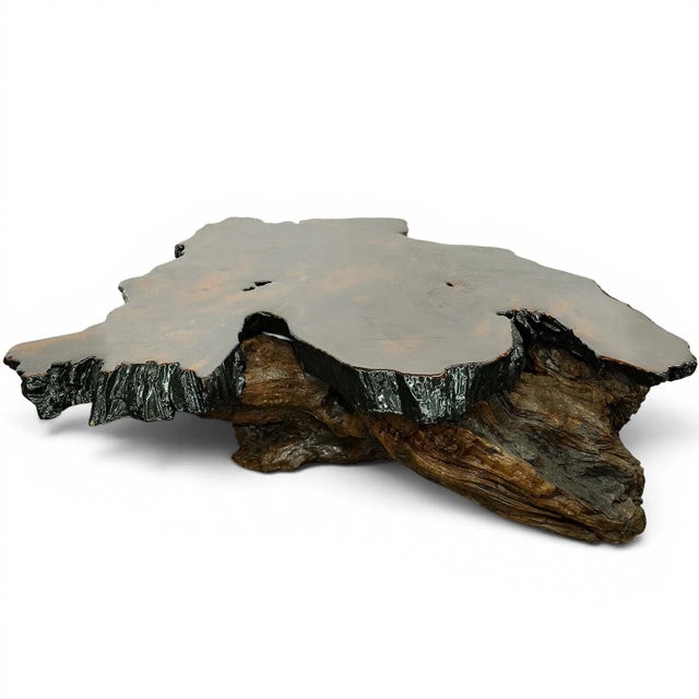 Mid-Century Modern 50 Inch Long 1970s Redwood Burl Coffee Table With Root Base For Sale - Image 3 of 7