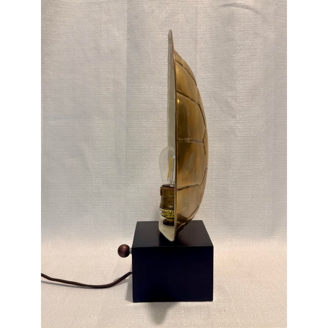 1970s Chapman Brass Faux Turtle Shell Wall Wash Lamp by Turtle and Crane - Mid Century Modern Styled After Karl Springer For Sale In Mobile - Image 6 of 12