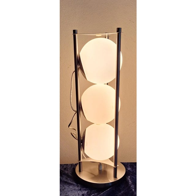 Vintage Metal Table Lamp with White Glass Shades from Cima, 2000s For Sale - Image 3 of 8