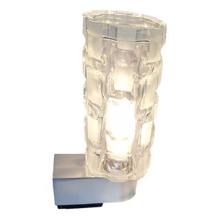 Vintage Wall Lamp with Aluminum Base and Polished Glass Shade, 1970s For Sale