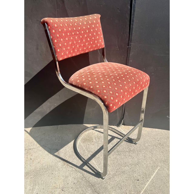 Set of 4 1970s Milo Baughman Style Modernist Chrome Bar Stools by Cal-Style – Project Set For Sale - Image 9 of 17
