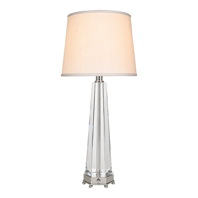 Solid Crystal Tower Table Lamp For Sale
