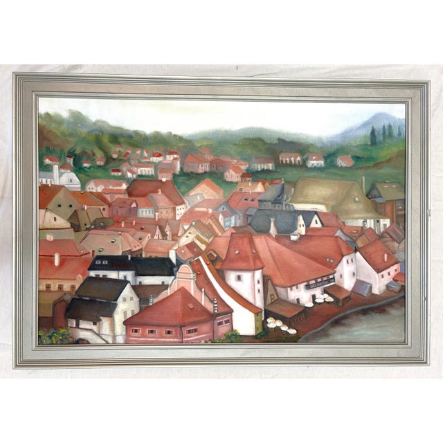 Original Signed & Framed Oil Painting by Helene Berger "From the Castle" Czech Republic C2005 For Sale - Image 18 of 18