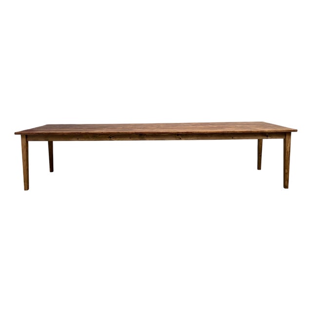 Large Pine Farm Table, 1950s For Sale