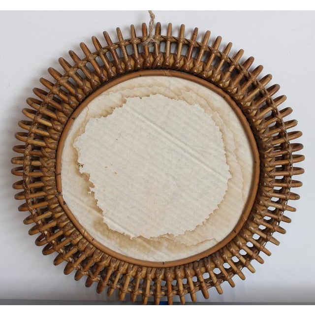 Vintage Italian Rattan Wall Mirror, 1960s For Sale - Image 10 of 11