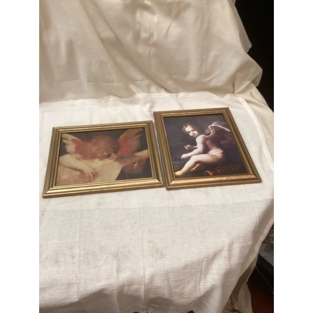 Pair of Vintage Angel and Cupid Prints in Gold Frames For Sale - Image 4 of 5