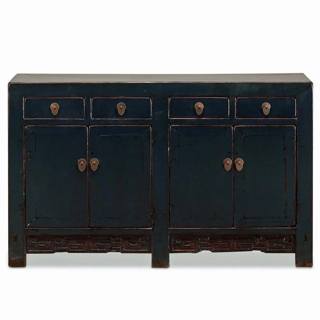 Chinese Double Sideboard in Dark Blue, 1920s For Sale - Image 4 of 9