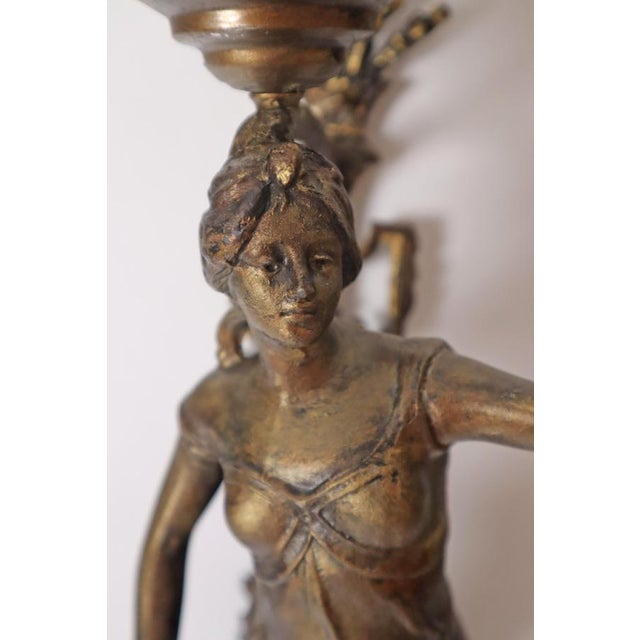 Art Nouveau Figural Wall Sconces of Sailor and Female Farmer, France, 1890, Set of 2 For Sale - Image 14 of 18