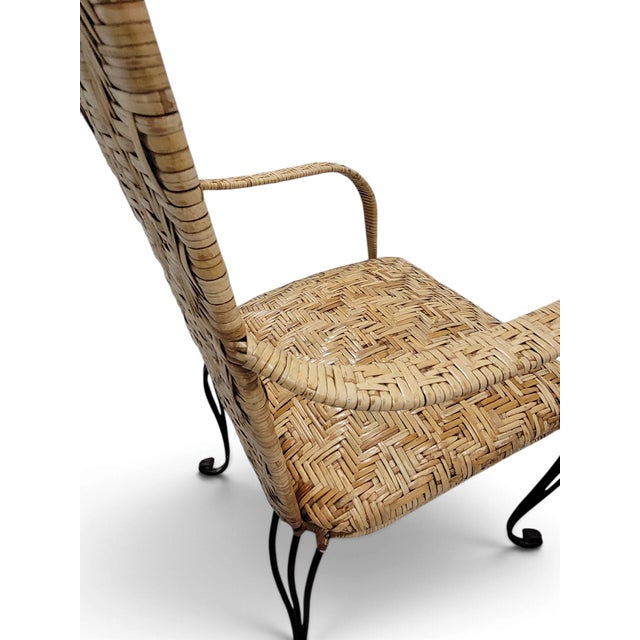 Late 20th Century French Bistro Style Wrought Iron & Maze-Woven Rattan Dining Suite, 5 Pc Set For Sale - Image 13 of 18