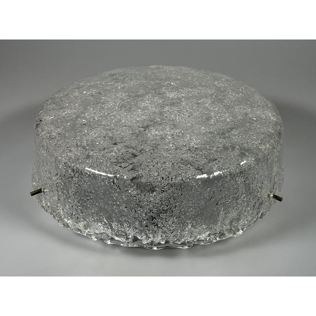 1960s/70s Ceiling Light, Flush Mount Ice Glass, Hillebrand Item: Ceiling Light Manufacturer: Hillebrand Condition: Good...
