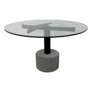 Rare Giovanni Offredi Steel and Concrete Dining or Center Table for Saporiti For Sale