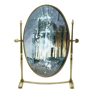 Adjustable Table-Top Mirror with Brass Frame, Italy, 1950s For Sale