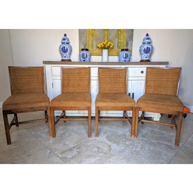 4 Mid-Century Lane Side Chairs With Multi Color Chenille For Sale - Image 11 of 11