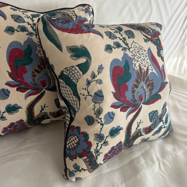 Custom Designer Pillow With English Textile by Flora Soames High quality feather down insert