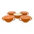 Vintage 1940s Hazel-Atlas "Moderntone" Platonite Pastel Handled Cream Soup Bowls - Coral Set of 5 For Sale