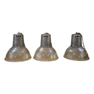 Vintage Holophane Glass Pendant Lamp, 1950 For Sale