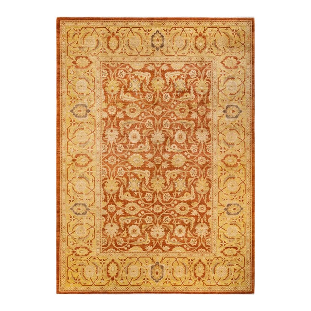 Mogul, One-of-a-Kind Hand-Knotted Area Rug in Orange, 8' 10" x 12' 8" For Sale