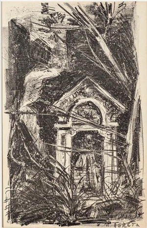 Architectural Detail - Original Lithograph by E.M. Beretta 1948
